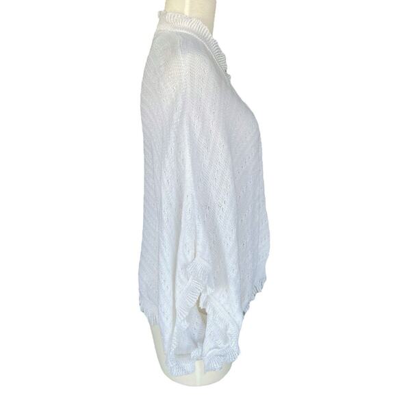 Vintage Saks Fifth Avenue 100% Cotton Delicate Knit Ruffled Cardigan Sweater - Picture 4 of 5